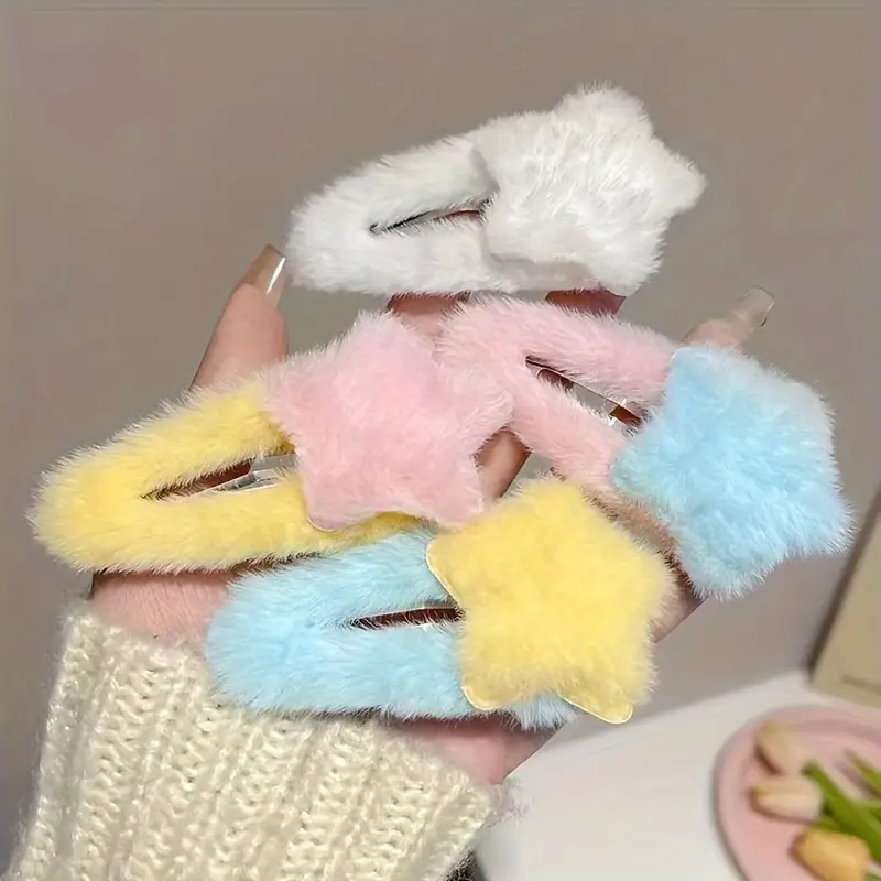 Hair Clip - Fluffy Star - Cotton Candy
