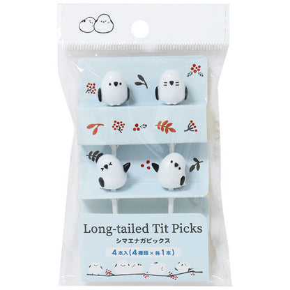 Food Picks - Long Tailed Tit aka Shima Enega Bento Accessories - Set of 4