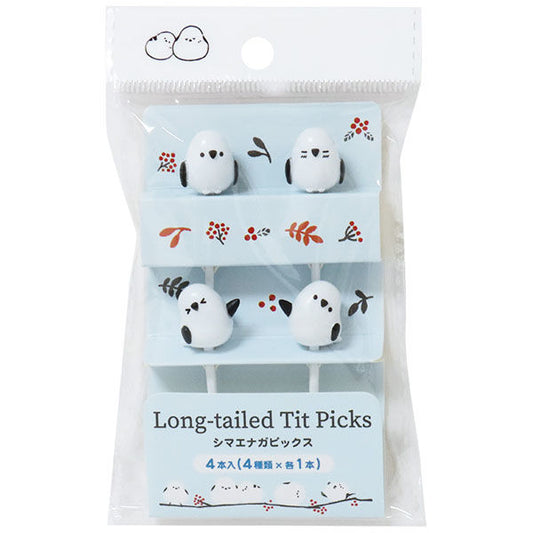Food Picks - Long Tailed Tit aka Shima Enega Bento Accessories - Set of 4