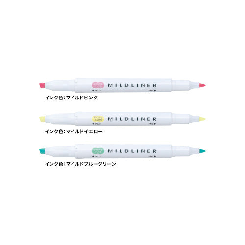 Zebra Mildliner - Double Ended Highlighter – Milky Set of 3