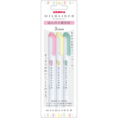 Zebra Mildliner - Double Ended Highlighter – Milky Set of 3