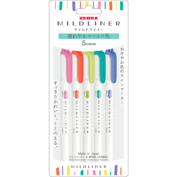 Zebra Mildliner Double Ended Highlighters - Bright Mild Set of 5✨
