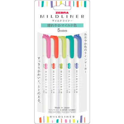 Zebra Mildliner Double Ended Highlighters - Bright Mild Set of 5✨