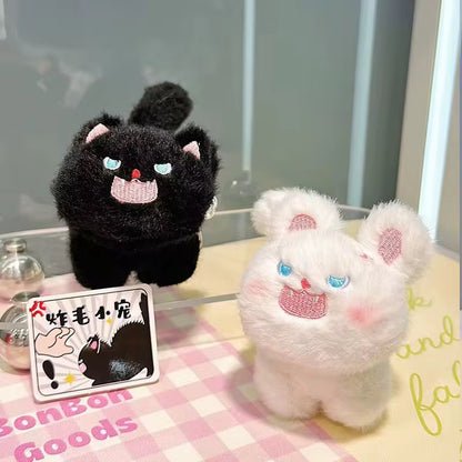 Fluffy Angry Cat Plush Keychains