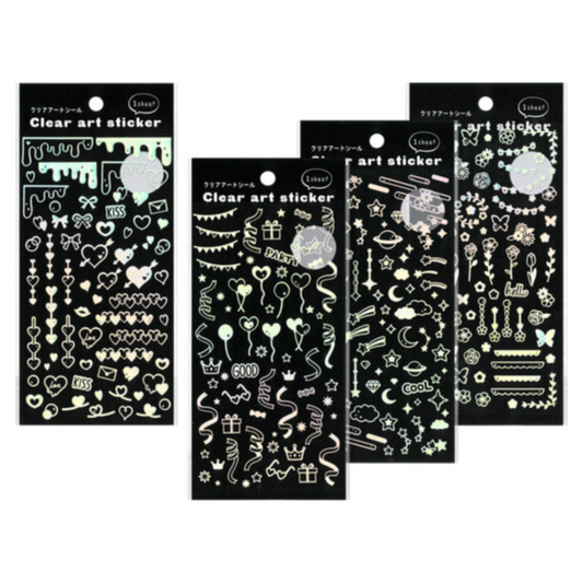 Clear Art Sticker Sheet Silver Monochrome