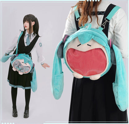NEW! Hatsune Miku Face Plush Ita Bag - Official BEMOE Licensed - Large Backpack