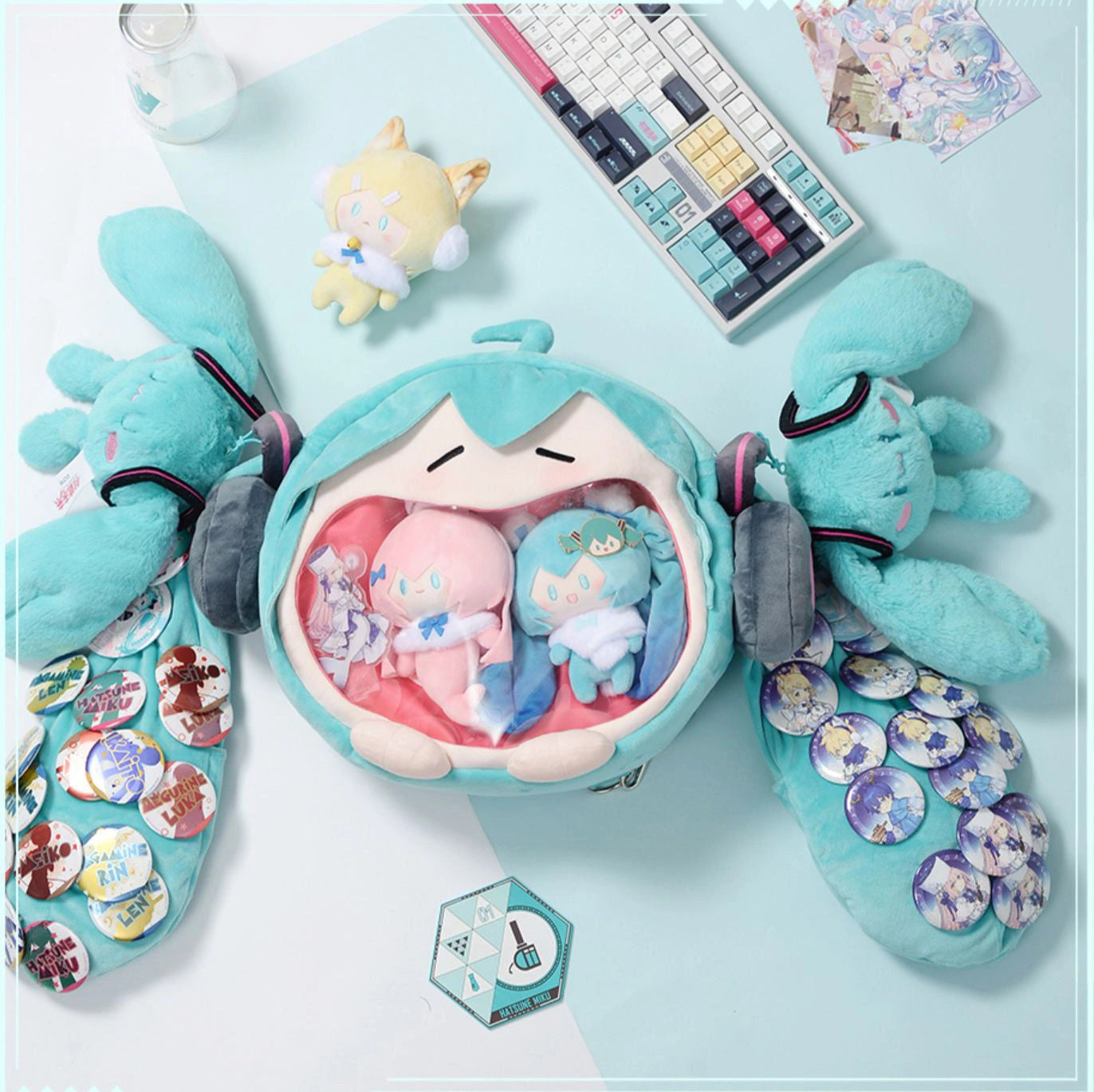 NEW! Hatsune Miku Face Plush Ita Bag - Official BEMOE Licensed - Large Backpack