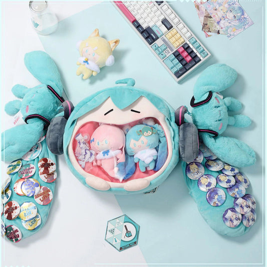 NEW! Hatsune Miku Face Plush Ita Bag - Official BEMOE Licensed - Large Backpack