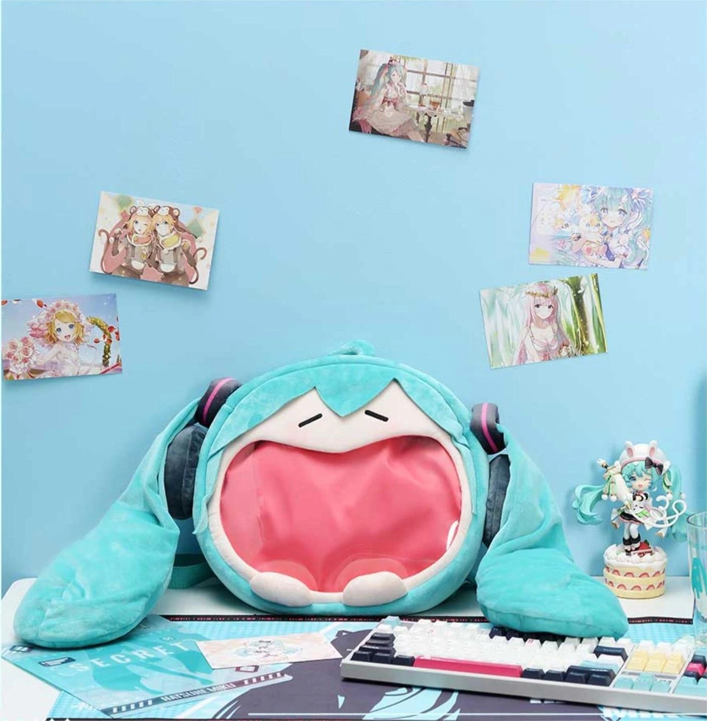 NEW! Hatsune Miku Face Plush Ita Bag - Official BEMOE Licensed - Large Backpack