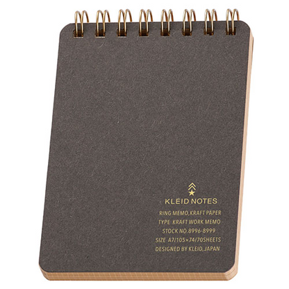 Kleid Kraft Ring A6 Memo Pad - 2mm Grid, 70 Sheets - Charcoal