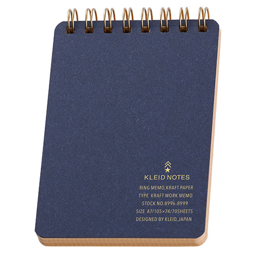(COMING SOON) Kleid Kraft Ring A6 Memo Pad – 2mm Grid, 70 Sheets - Navy Blue