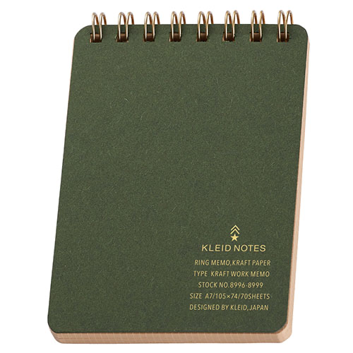 (COMING SOON) Kleid Kraft Ring A6 Memo Pad – 2mm Grid, 70 Sheets - Olive