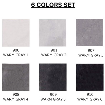 Kuretake ZIG - Clean Color Real Brush Pen Markers - Warm Grey Set of 6