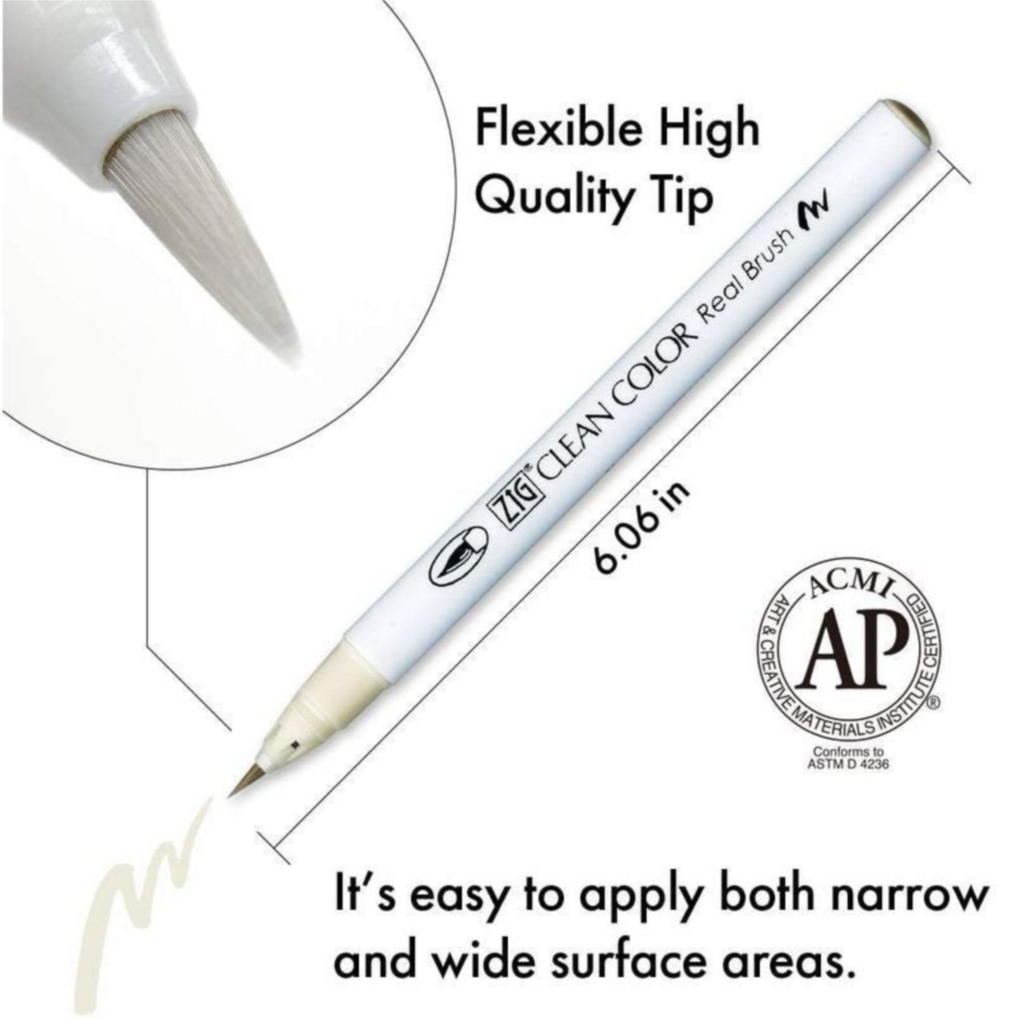 Kuretake ZIG - Clean Color Real Brush Pen Markers - Warm Grey Set of 6