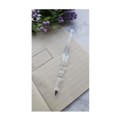 Kamamono - Angel Glass Pen Set - With Glitter Inks & Winged Pen Rest