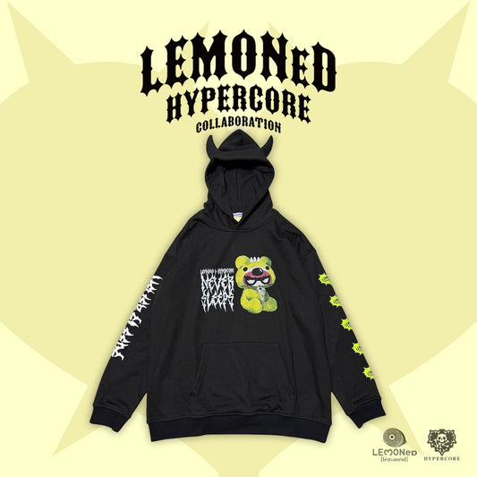 NEW! Hypercore - LEMONeD x HYPERCORE Collaboration <NEVER SLEEPS> Devil Horn Hoodie (HCLMN-25G)