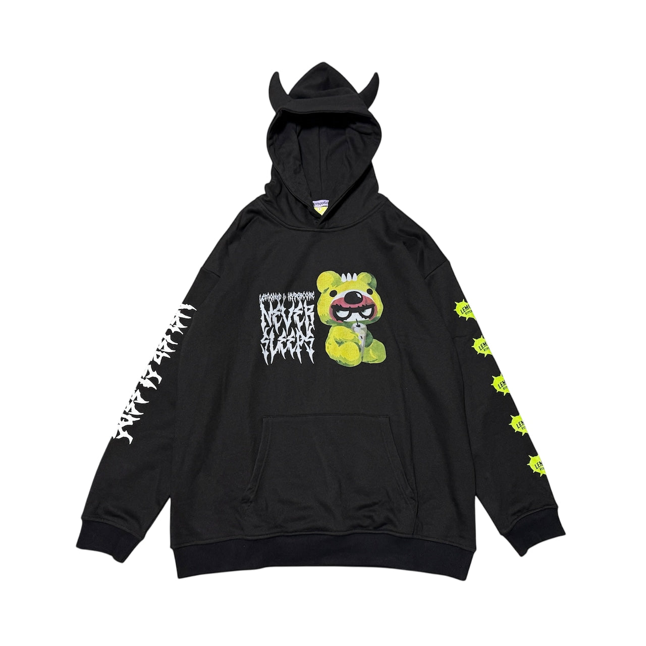 NEW! Hypercore - LEMONeD x HYPERCORE Collaboration <NEVER SLEEPS> Devil Horn Hoodie (HCLMN-25G)