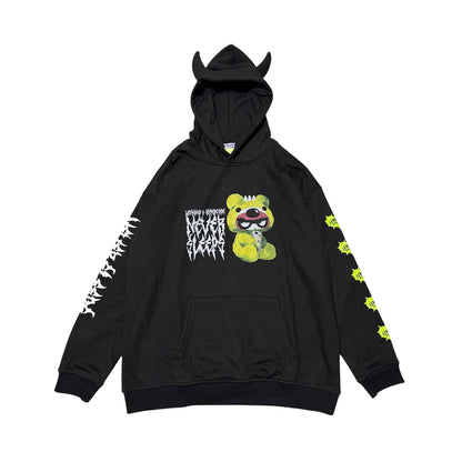 NEW! Hypercore - LEMONeD x HYPERCORE Collaboration <NEVER SLEEPS> Devil Horn Hoodie (HCLMN-25G)