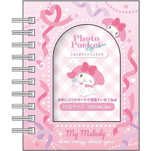 Sanrio My Melody - Photo Pocket Ring Memo Pad - Heart Ribbon