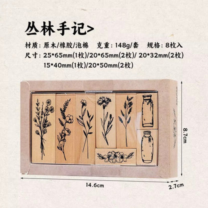 NEW! Wooden Stamps - Freshly Picked Flowers - Set of 8