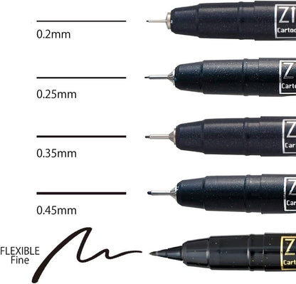 Stylos Kuretaka Specialized Black Cartoonist Mangaka (Ensemble de 5 assortis) - ZIG