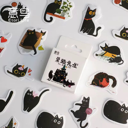 NEW! Sticker Box - Mr. Black Cat - 45 Stickers