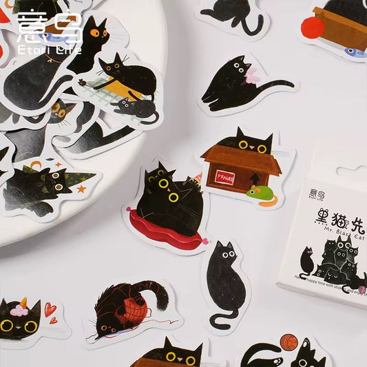 NEW! Sticker Box - Mr. Black Cat - 45 Stickers