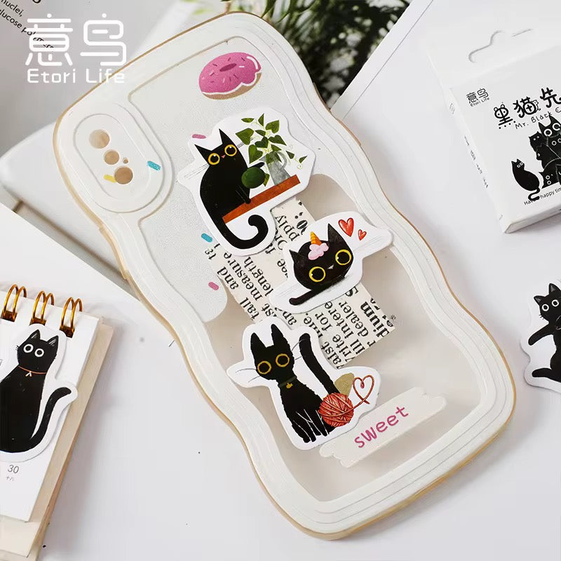 NEW! Sticker Box - Mr. Black Cat - 45 Stickers