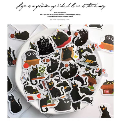 NEW! Sticker Box - Mr. Black Cat - 45 Stickers