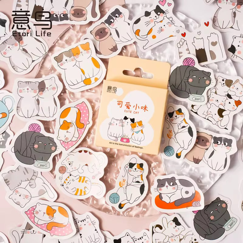 NEW! Sticker Box - Cute Cats- 45 Stickers