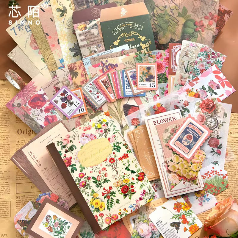 NEW! Scrapbook Gift Set - Letter From Flowers Vintage