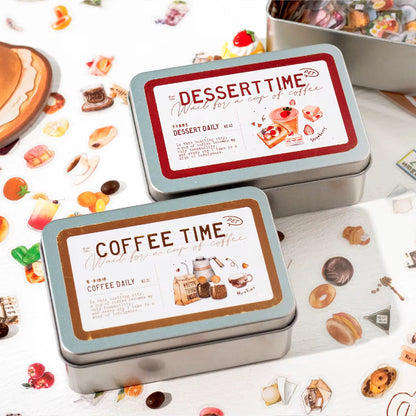 NEW! 1000 Sticker Tin Set - Coffee Time & Dessert Time PET