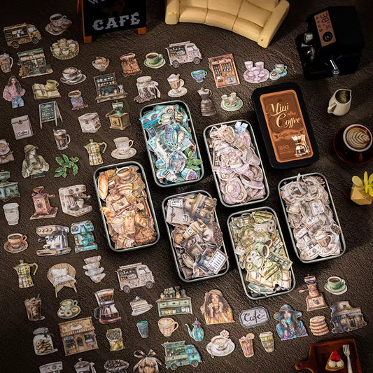 NEW! Mini Coffee Sticker Tin Series - 50 Stickers