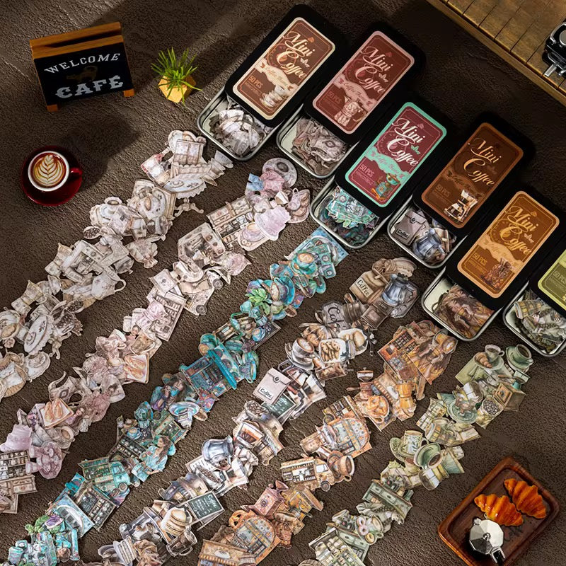 NEW! Mini Coffee Sticker Tin Series - 50 Stickers