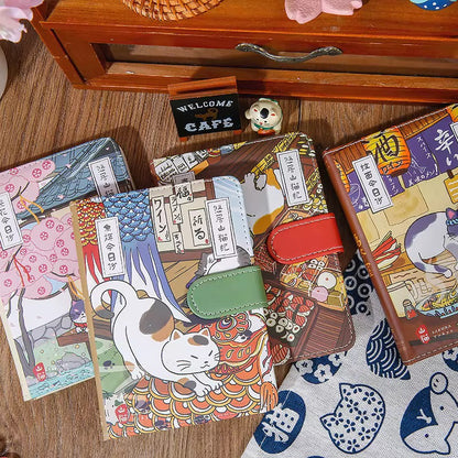 NEW! Cat Café Sketch & Story Notebook Gohobi Japanese Cat Magnetic Notebook Pocket Diary