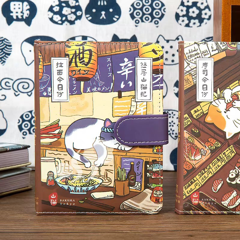 NEW! Cat Café Sketch & Story Notebook Gohobi Japanese Cat Magnetic Notebook Pocket Diary