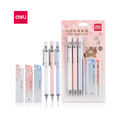NEW! Deli Cherry Blossom - Mechanical Pencils & Lead Refills Set of 3