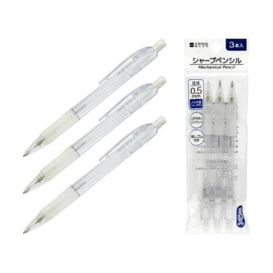 Clear Grip Mechanical Pencil Pack of 3 – 0.5mm