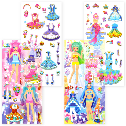 Dress-Up Puffy Doll Stickers Set - Idol Collection