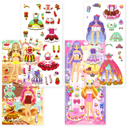 Dress-Up Puffy Doll Stickers Set - Idol Collection