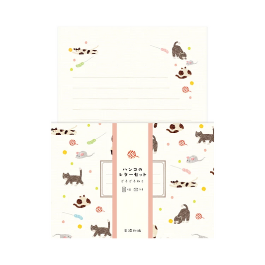 NEW! Furukawa Shiko - Mino Washi - Letter Set - Gorogoro Neko