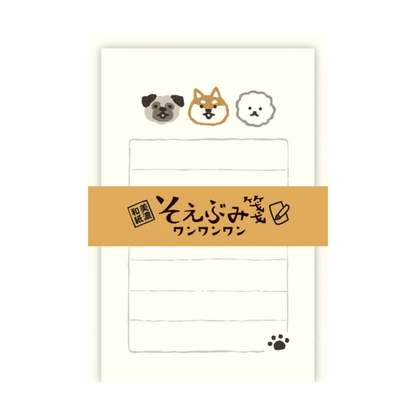 NEW! Furukawa Shiko - Mino Washi - Mini Letter Set - Cute Dog Faces