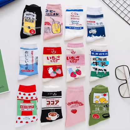 Japanese Drinks & Milk Carton Socks