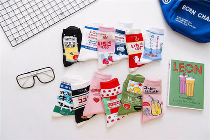Japanese Drinks & Milk Carton Socks