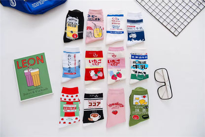 Japanese Drinks & Milk Carton Socks