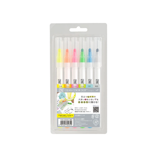 NEW! Kuretake ZIG - Clean Color Dot Set of 6
