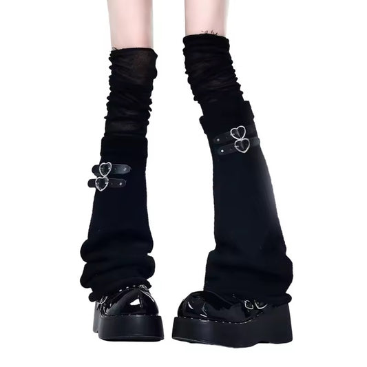 Leg Warmers Gothic Heart Buckle