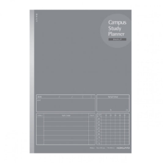 KOKUYO Campus Study Planner Notebook – Daily Semi B5 Grey