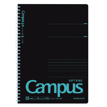 KOKUYO Campus Soft Ring Notebook - Semi B5 Dot Ruled - Black x Blue