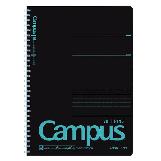 KOKUYO Campus Soft Ring Notebook – Semi B5 Dot Ruled (Black x Blue)